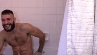 A SUPER fucking amazing cum! SEXY HUNK, SHOWERING AND CUMS