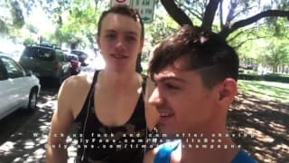 Young Twink Dares 18 YO Jock to suck his dick in an Uber getting him hard!