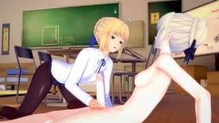 Futa Artoria（Alter） fucks Artoria[Fate/Stay Night] （3D HENTAI）