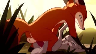 Patreon/Blitzdrachin ： Straight yiff animation ， cum inside， size difference ， 狐狸和兔子