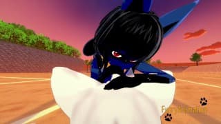 口袋妖怪 Yaoi - POV Cinderace 射在 Lucario 的嘴和屁股上