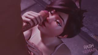 守望先锋 - Tracer Blowjob 3d Hentai - by RashNemain