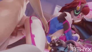 Dva 与《守望先锋 3D NSFW》色情片中的 MEKA 性交