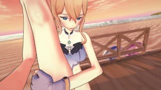 Genshin Impact futa Jean 性爱在海滩上 Taker POV