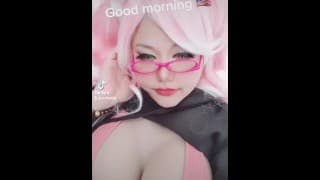 粉红色的头发 egirl 舞蹈 mmd 主播 游戏玩家 抽搐女孩 热亚洲人