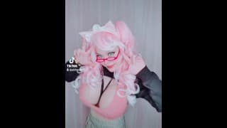 粉红色的头发 egirl mmd 舞蹈模因游戏玩家主播 热亚洲女孩