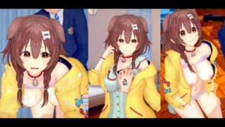 [无尽游戏 Koikatsu ！ ] 与 VTuber 发生性关系 大山雀 Inugami Korone。 3DCG 色情动漫视频。