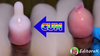 На грани мощной эякуляции, Двойная эякуляция, Massive ejaculation into a condom, Cumshot twice