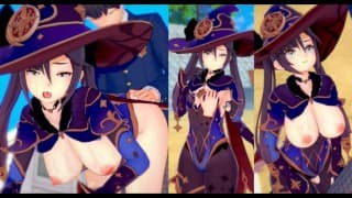 [无尽游戏 Koikatsu ！ ] 与 Genshin Impact 发生性关系 大山雀 Mona 。 3DCG 色情动漫视频。