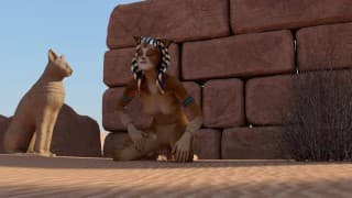 Ankha 在沙漠中骑假阳具 ■ 带声音的搅拌机 SFM