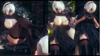 [无尽游戏 Honey Select 2] 与 FGO 发生性关系 大山雀 Nier Automata 2B。3DCG 色情动漫视频。