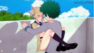 Himiko Toga 和 Izuku Midoriya 在楼梯后面做爱。- 我的英雄学院无尽