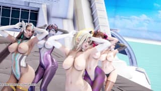 [MMD] Red Velvet - Red Flavor 脱衣舞 Dva Mercy Pharah Mei 寡妇制造者 Symetra 守望先锋