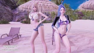 [MMD] 少女时代 - Holiday Ahri Kaisa Hot Kpop Dance 英雄联盟