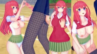 [无尽游戏 Koikatsu ！ ] 与 5 toubun no hanayome 发生性关系 大山雀 Itsuki Nakano。 3DCG 色情动漫视频。