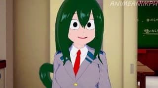 Deku 和 Tsuyu Asui 在没人看的学习时间之间做爱 - My Hero Academia Hentai 3d