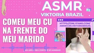 comeu meu cu na frente do meu marido ASMR em portugues punheta guiada conto erotico corno menage