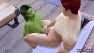 她綠巨人也喜歡充滿精液的雞巴 - Sexual Hot Animations