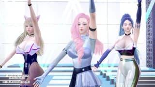 [MMD] Kep1er - 向上！Ahri Seraphine Kaisa Hot Kpop Dance 英雄联盟 KDA AllOut