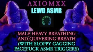 (LEWD ASMR) Heavy Breathing & Quivering Breath (With Sloppy Gagging Facefuck ASMR Triggers) - JOI