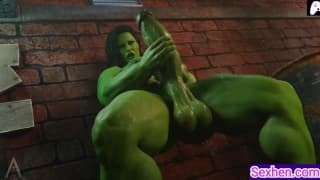 （4K） She Hulk Futa 按摩和手淫他的绿色大阴茎射精|3D Hentai Animations|第 130 页