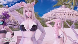 [MMD] 勇敢的女孩 - Chi Mat Ba Ram Ahri Kaisa Seraphine KDA 性感热舞 英雄联盟无尽