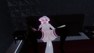 VRChat 女孩可爱的呻吟，直到她用振动器射精