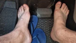 ManToes Pedal Pumping In Tiny Thongs