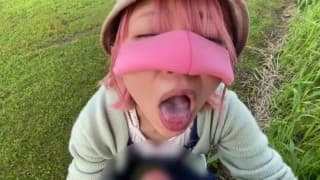 POV ver 白昼　公園で義理の妹にフェラ　口内発射　ザーメン飲んでもらった！