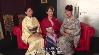 Reiko Kobayakawa and Akari Asagiri plus friend kimono sex party