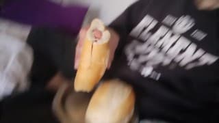 Munching a hot dog