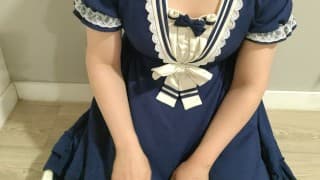 Crossdresser Wearing a Blue Dress and a Thick Diaper, then Jerking Off 6 男の娘 洋服 偽娘 おむつ