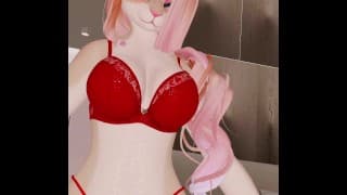 Furry girl in lingerie dancing (VR Vtuber)