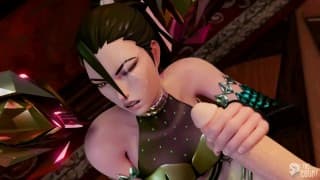 LOL Hentai Kaisa KDA 全动画三人行 硬性爱 3D 色情 深绿色 头发颜色 编辑 Smixix