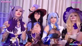 与美女Octokuro、Purple Bitch、Leah Meow、Sia Siberia开原神主题淫趴