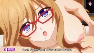 大胸眼镜妹与情人的狗爬式姿势 | 动漫 Hentai 1080p