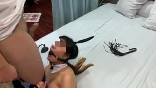 BDSM - 蒙住眼睛的花花公子兔子女仆用鞭子挑逗 n 脸狠狠地操直到射在她的脸上