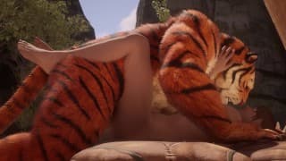 Big Tiger Cums Inside Twink Boy w/ Creampie （毛茸茸的同性恋性爱） |野生动物毛茸茸的