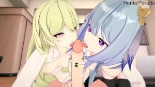 Griseo 和 Mobius Honkai Impact Hentai Uncensored 的三人行