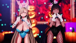 【MMD Blue Archive 4k/60fps】《Asuna (一之瀬アスナ) Karin (角楯カリン)》~《愛包ダンスホールHeart Pie Dancehall HIMEHINA》