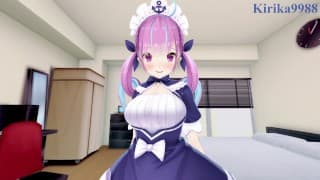 Minato Aqua 和我在卧室里做爱很激烈。- Hololive VTuber POV 无尽