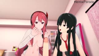 三人行 Akame 和 Chelsea Hentai 未经审查