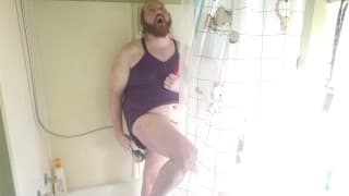 little ABDL Femboy Dances in tub dressed in purple nighty