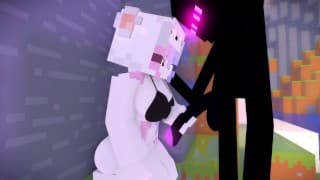 Minecraft 色情动画 - 女孩吮吸 Enderman 鸡巴