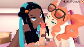 Hentai Nessa x Sonia 三人组口袋妖怪未经审查