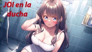 JOI en la ducha. Ella quiere limpiarte la polla. Voz española.