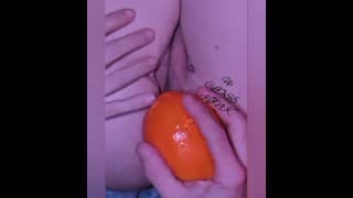 Birthing and stuffing an orange