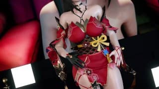 3D cosplay日本妻子与大胸部为你跳舞