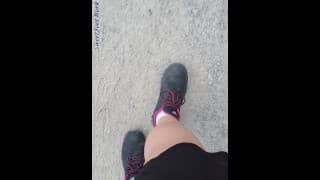 Take a Trail Walk with Me: ASMR Solo Female Walking in Sneakers Then Taking Off Sweaty Socks