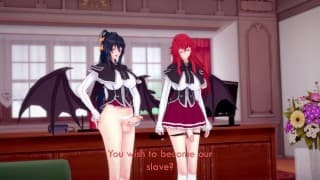 DxD - Rias 和 Akeno futas 男性接受者 POV